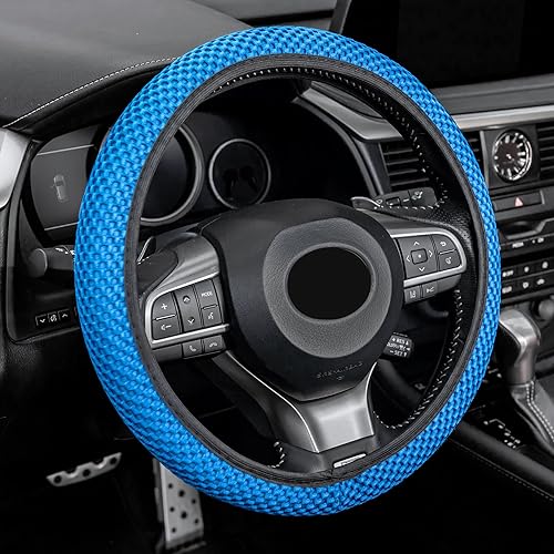 Alpmosn Funda elástica elástica para volante, accesorios interiores universales para mujeres y hombres, microfibra transpirable, seda de hielo
