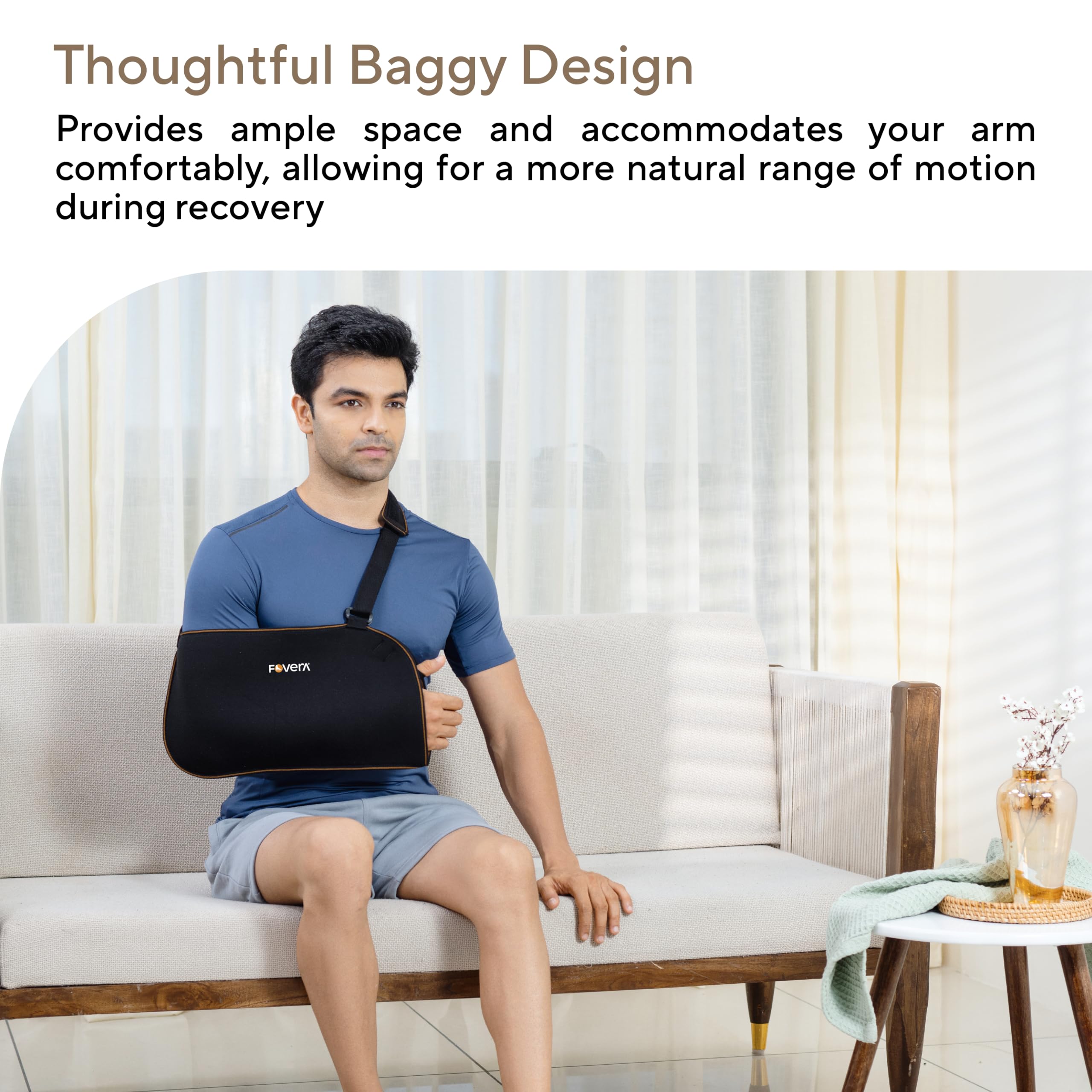 FOVERA Arm Pouch Sling (Baggy), Shoulder Support for Fracture, Immobilization, Prevents Shoulder Dislocation, Skin Friendly & Breathable Material (Size - XXL) 1