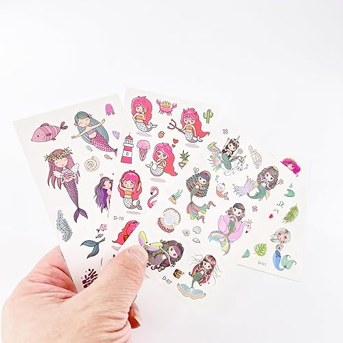 Miniatura 9 de 10 hojas de tatuajes temporales de dibujos animados para niños y niñas, suministros de recuerdo de fiesta, relleno de bolsas de golosinas (tatuajes