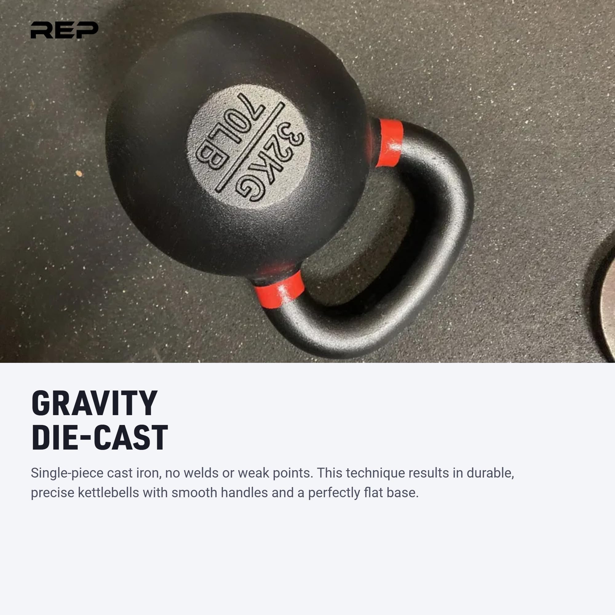 Piglagogo REP Fitness Kettlebells do crossfitu, z oznaczeniami LB i kg