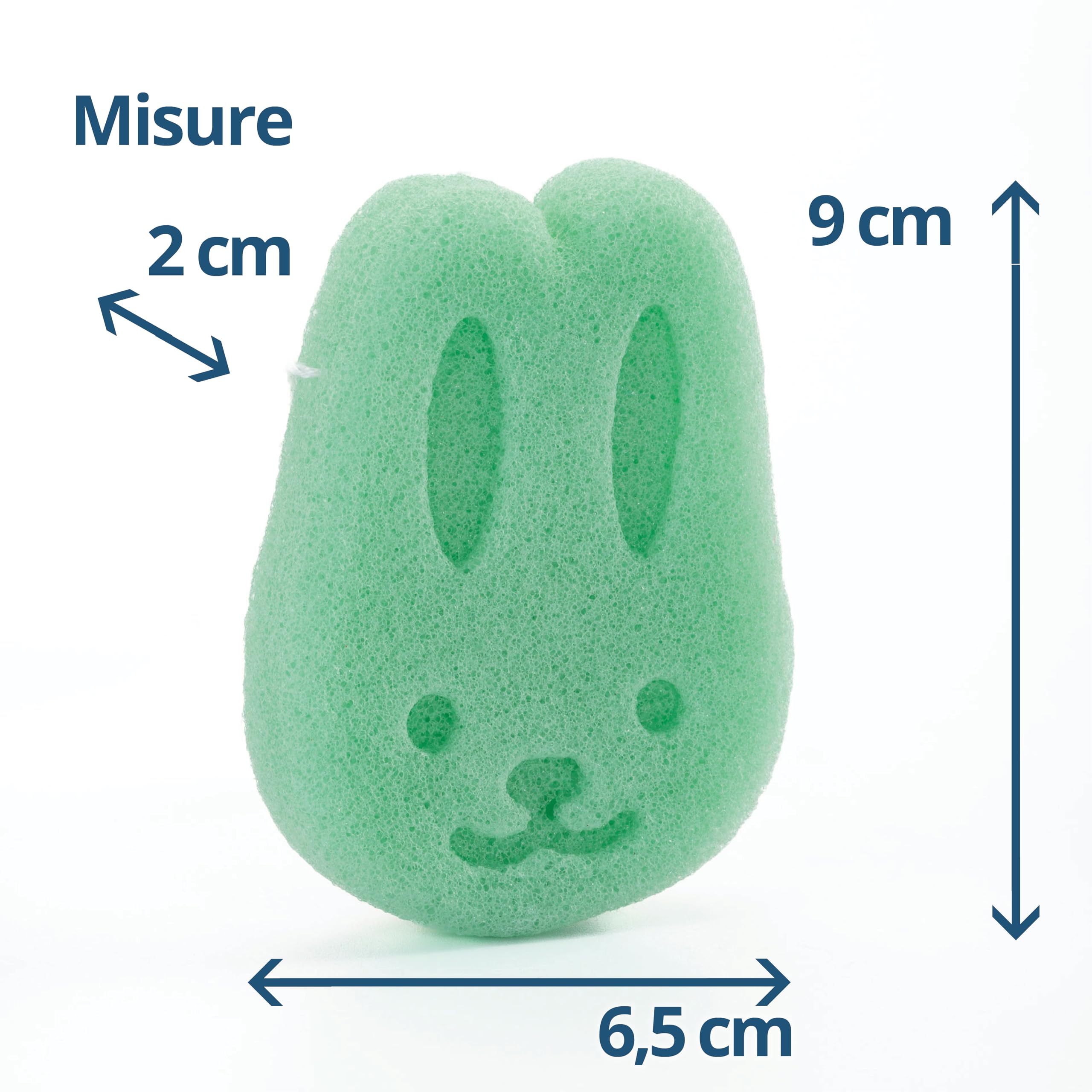 Spugnetta Konjac Baby Fibra di Origine Naturale Delicata Morbida Bagnetto Neonato - Pulizia Pelle Sensibile Viso Bambini (verde)