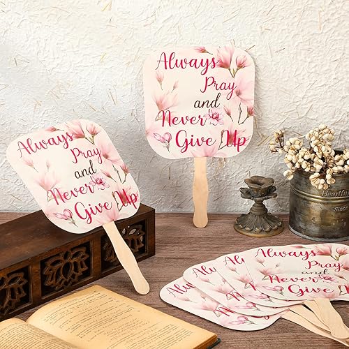 Miniatura 7 de Sherr Abanicos de mano inspiradores cristianos, fanáticos de la iglesia, ventiladores religiosos de mano de doble cara, ventiladores de sala de mano