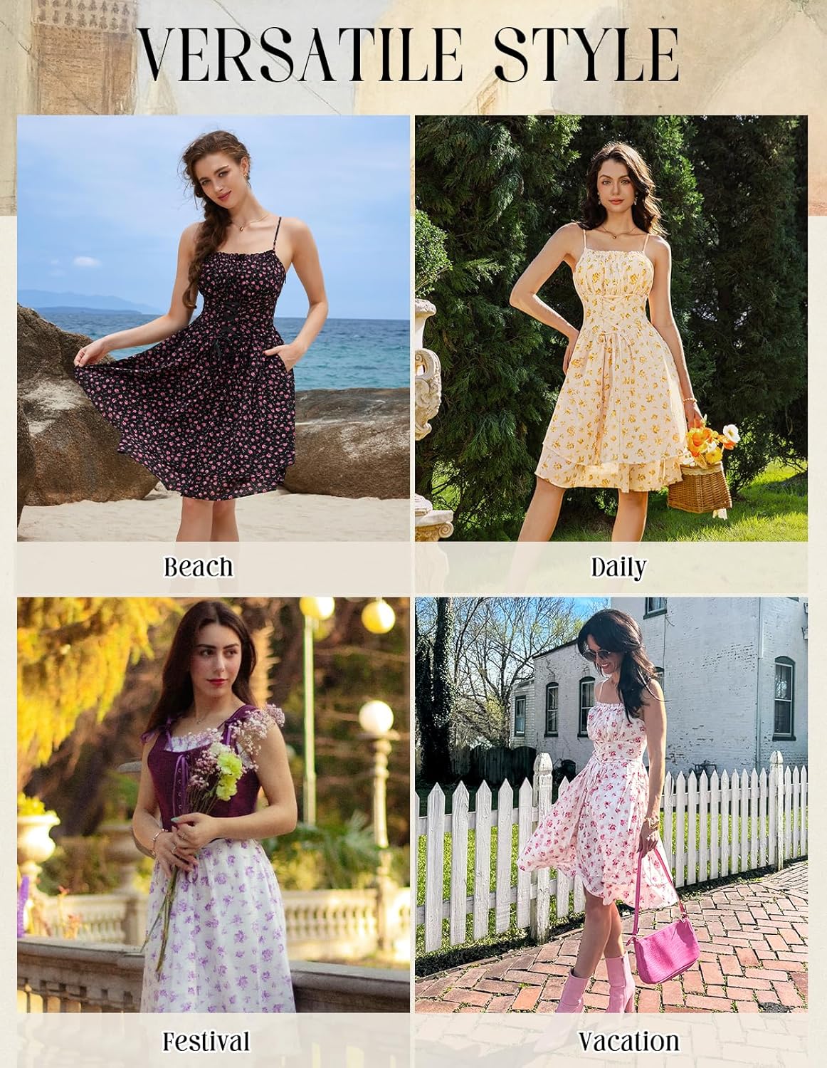 Scarlet Darkness Women Corset Floral Dress Spaghetti Strap Mini Sundress for Teens - Image 8