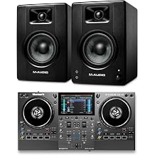 Numark Mixstream Pro Go DJ Controller and M-AUDIO BX4 Pair Studio Monitors for Studio Recording, Music Production, Podcasting, Streaming