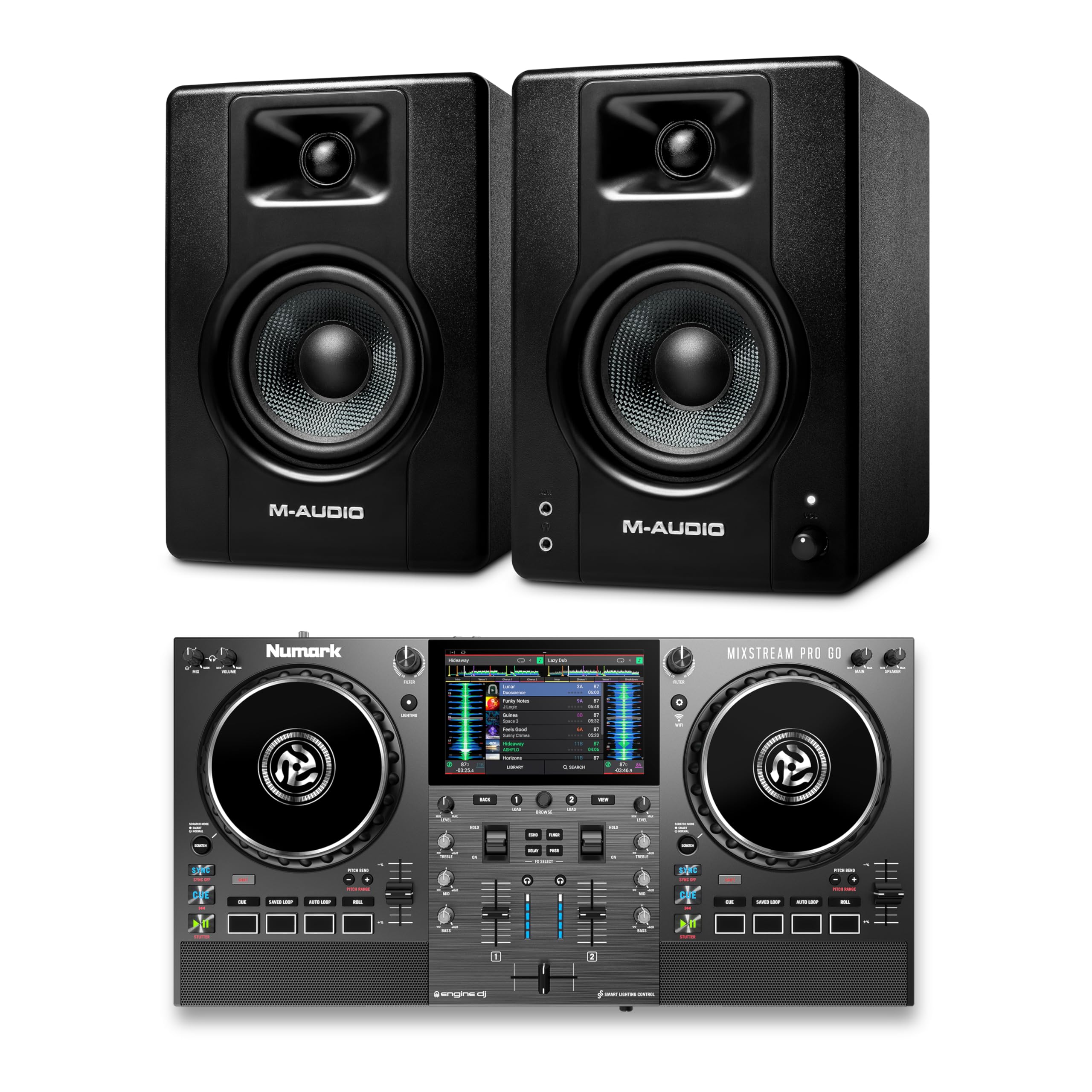 Mixstream Pro Go DJ Controller and M-AUDIO BX4 Pair Studio Monitors for Studio Recording,…