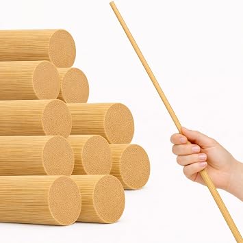 10PCS Bamboo Dowel Rods 1/2 x 48 Long Round Wooden Dowels for Crafts DIY and School Projects Natural Unfinished Craft Wood Sticks for Crafting and Decor Smooth Surface Birch Alternative