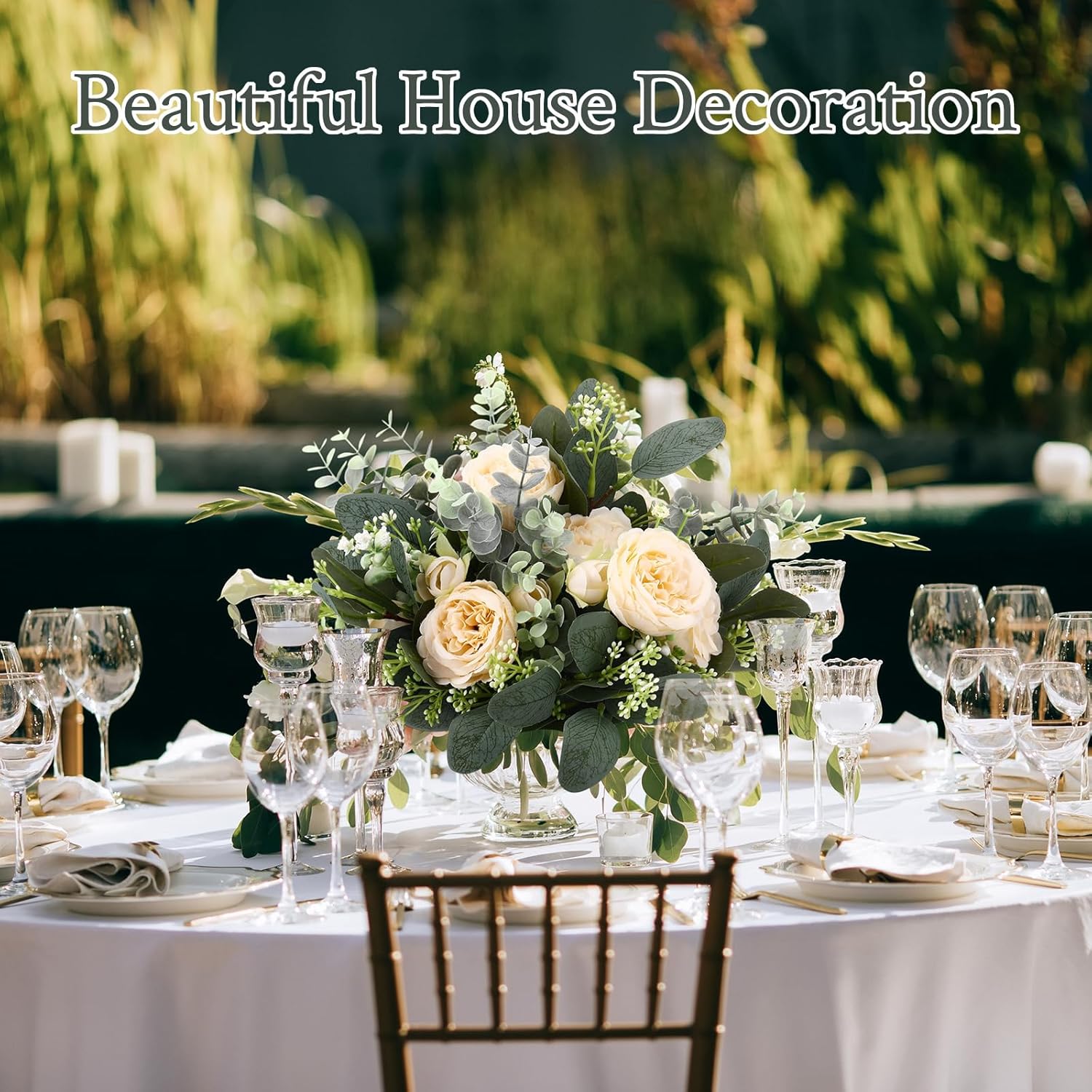 Janinka Mixed Eucalyptus Leaves Stems Bulk with White Seeds Artificial Silver Dollar Leaves Sprays Faux Oval for Wreath Garland Floral Bouquets Arrangement Wedding Greenery Decoration(120) - Image 3