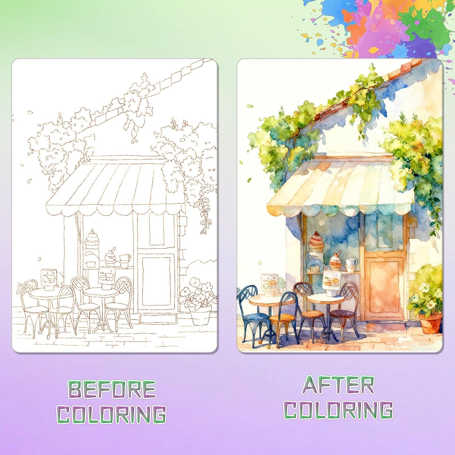 Creative Stress Relief Kit, Mini Watercolor Painting Book for Adults, DIY 3-Fold Watercolor Workbook with 12-Color Paint, Art Therapy Travel Set for Relaxation & Mindfulness (A) - Image 3