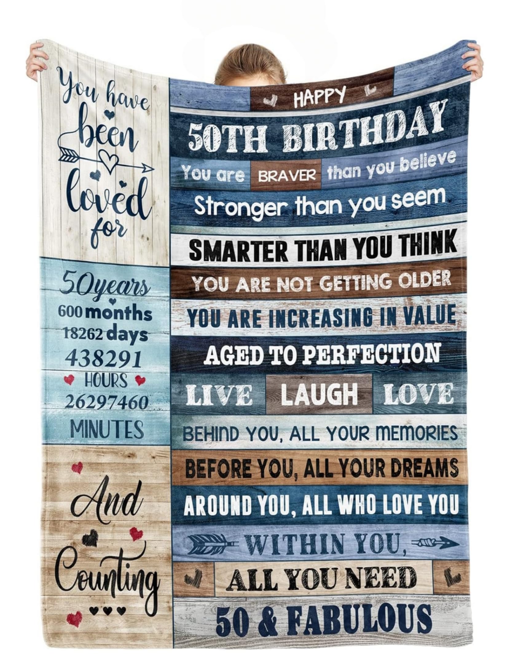 Couverture cadeau pour 50e anniversaire femme jeté de lit maman 150x230cm