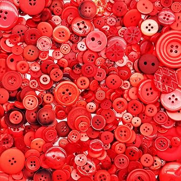 1600Pcs Red Buttons for Crafts Bulk Assorted Sizes Red Craft Button Assortment Christmas Buttons