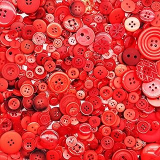 Qovydx 1600Pcs Red Buttons for Crafts Bulk Assorted Sizes Red Craft Button Assortment Christmas Buttons