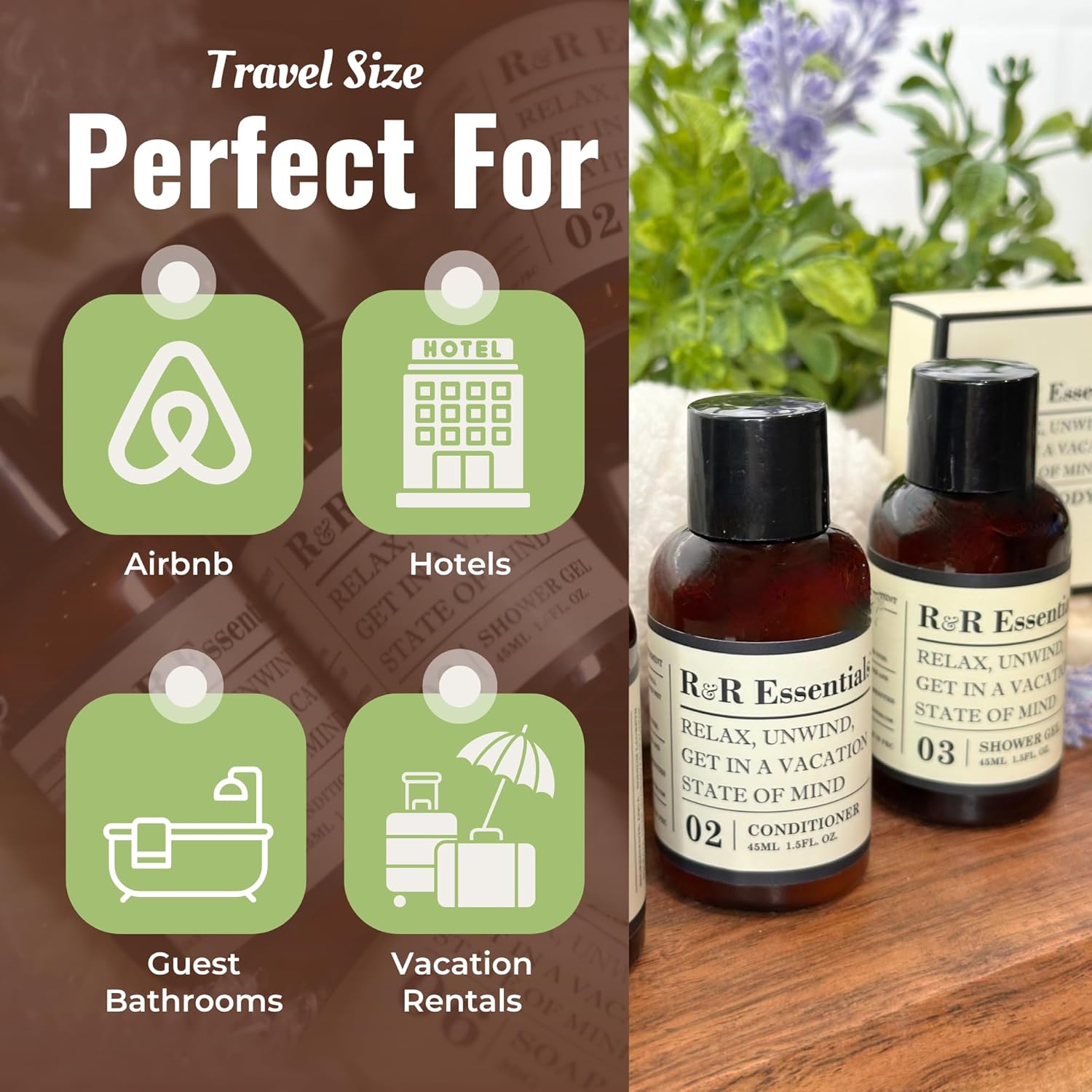 R&R Essentials Hotel Soaps and Toiletries Bundle, Vacation Home Amenities Kit - 1.5oz Shampoo, Conditioner, Shower Gel, Lotion And 2 Bar Soaps - Travel Size (120 pc) - Image 6