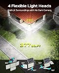 Solar Motion Sensor Light Outdoor, 2500LM 304LED Security Lights with Remote Control, 4 Heads Adjustable Solar Flood Lights for Outside, IP65 Waterproof for Yard Patio Garage (2 Pack)