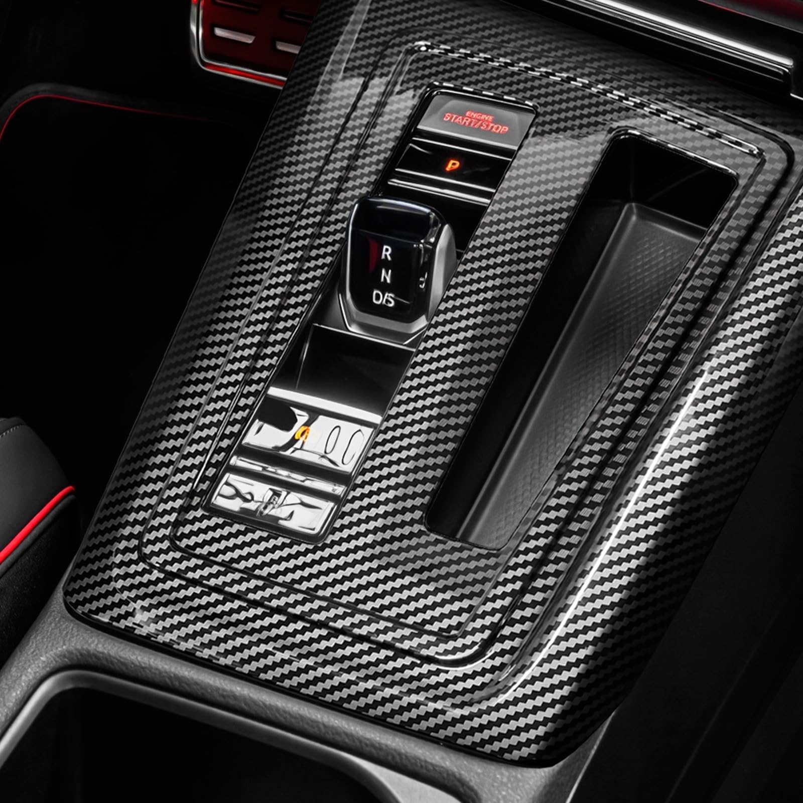 Mittelkonsole Schalttafel Abdeckung Getriebeabdeckung Für VW Golf 8 MK8 2021-2026 Innenraum Zubehör (Karbonoptik)