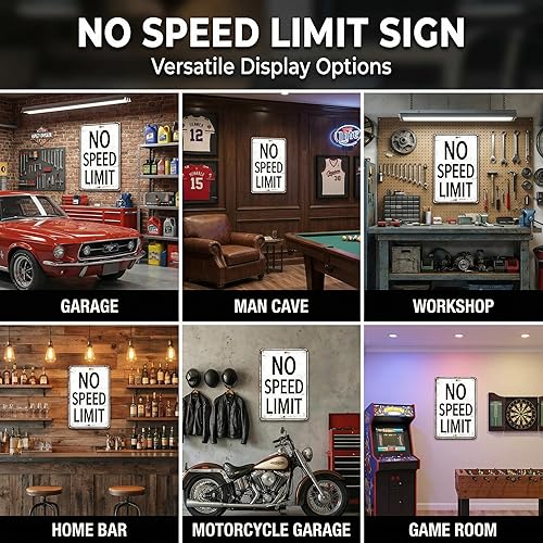 Miniatura 3 de Regalos para Niños Letrero Retro de Estaño Sin Límite de Velocidad para Habitación de Niños, Cueva de Hombre, Garaje, Dormitorio Estilo Vintage Arte