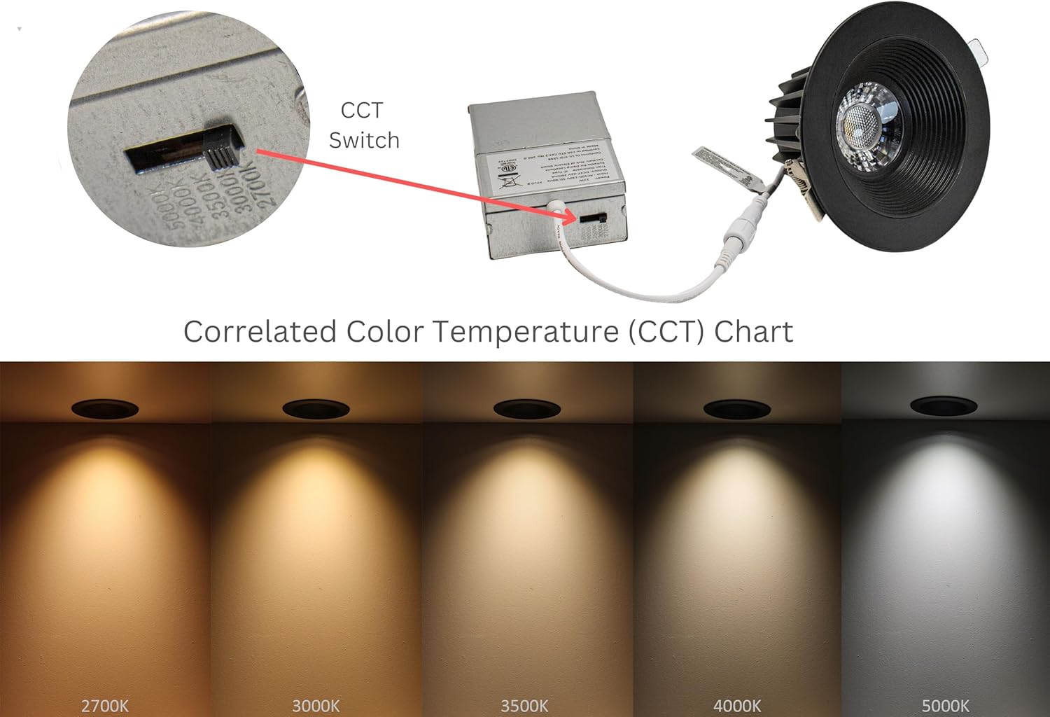 YUURTA 4-Inch 12W Black Deep Anti Glare Recessed Ceiling LED Downlight (Pot Light) Color Selectable 5CCT: 2700K-5000K CRI90+ Dimmable 1000lm 120V ETL Listed IC Rated, 4-Pack