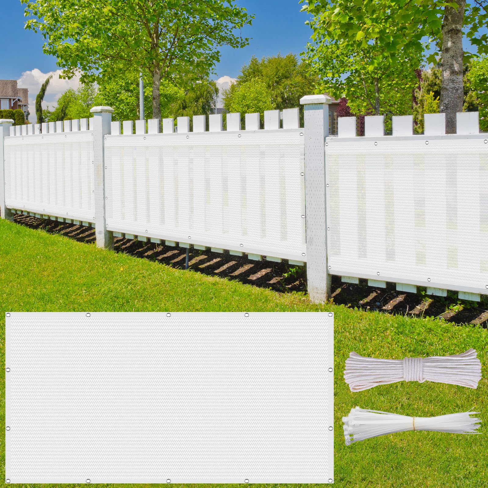 Brise-Vue 150x900 anti-regard en HDPE blanc pour stopper le vis-à-vis du patio