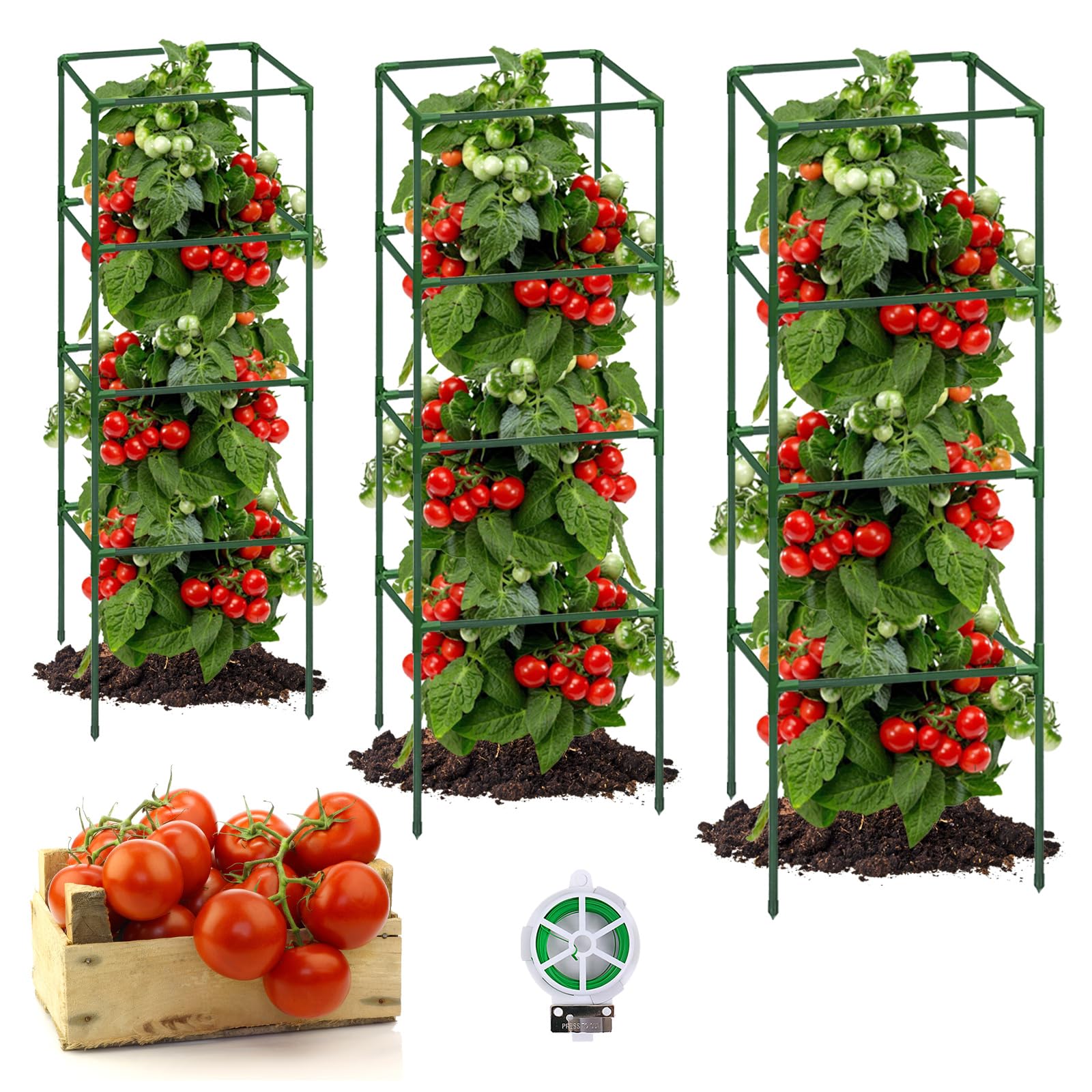 Lot De 6 Cages à Tomates Carrées Réglables De 30 Cm De