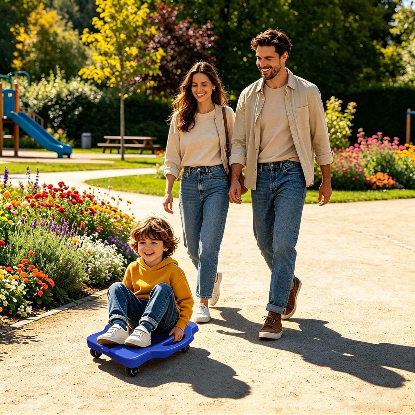 Tretroller sitzend – Balance-Spielzeug zum Gleiten auf dem Boden – Rollbrett für Spiele – für Jungen und Mädchen 3+ Fitnessstudio Outdoor Schule Spielplatz