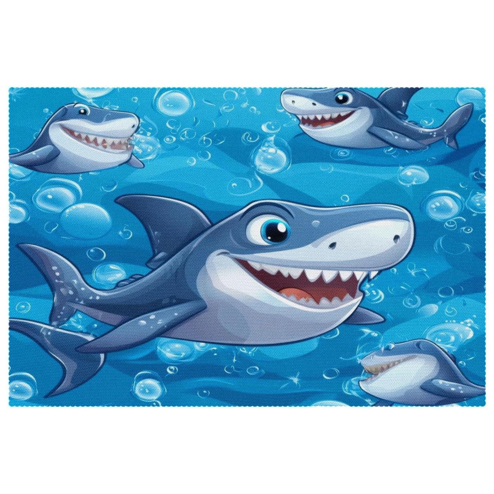 Sets de table en tissu Oxford thermorésistants lavables motif requin pour cuisine