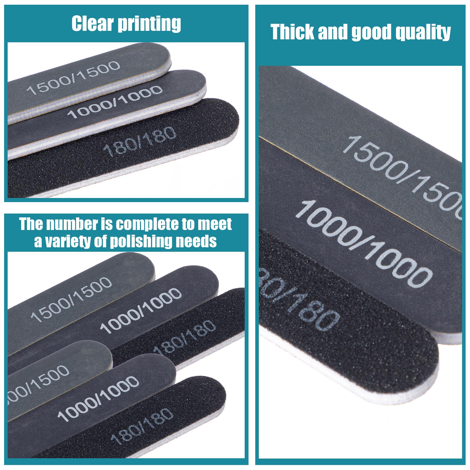 Lot De 20 Bâtons De Ponçage Noirs à Double Extrémité - Grain