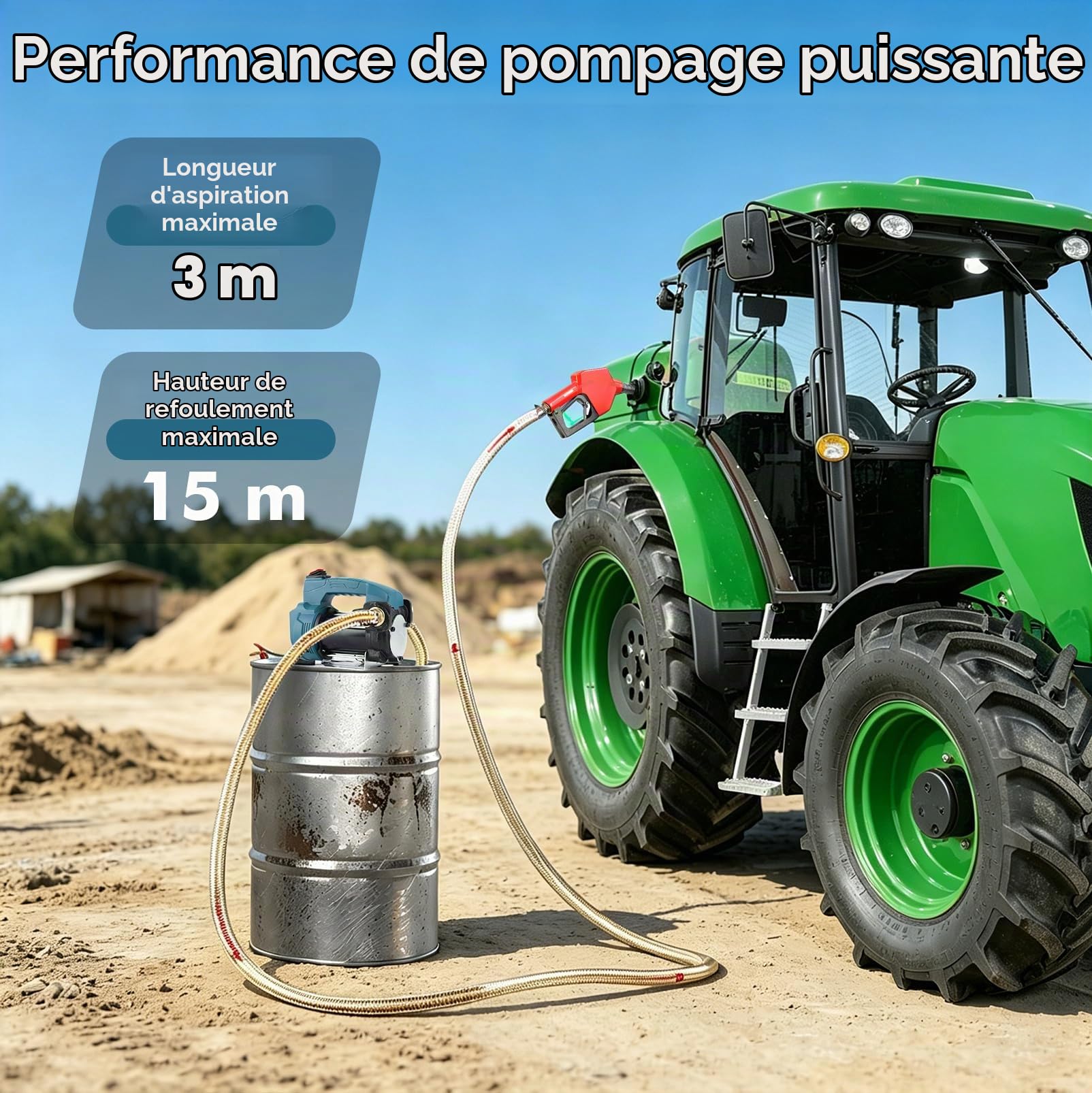 Pompe à Gasoil Sans Fil 45L/min compatible avec Makita 18 V