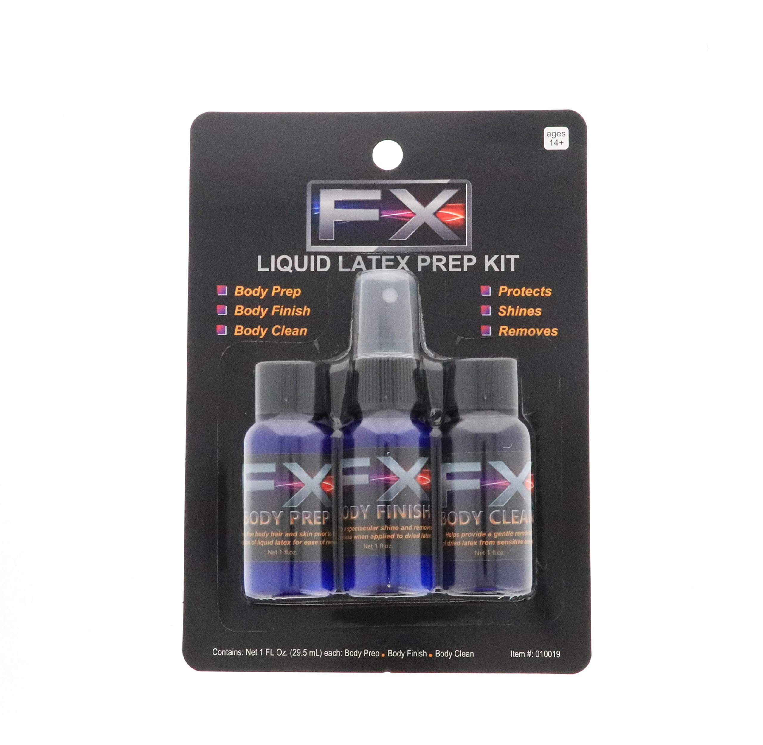 3 Bottle Latex Body Spray - for PREP, CLEAN, AND FINISH - Adults and Kids, Perfect Finish Coat Spray, Ideal for Theater, Halloween, Parties, Cosplays, Carnivals