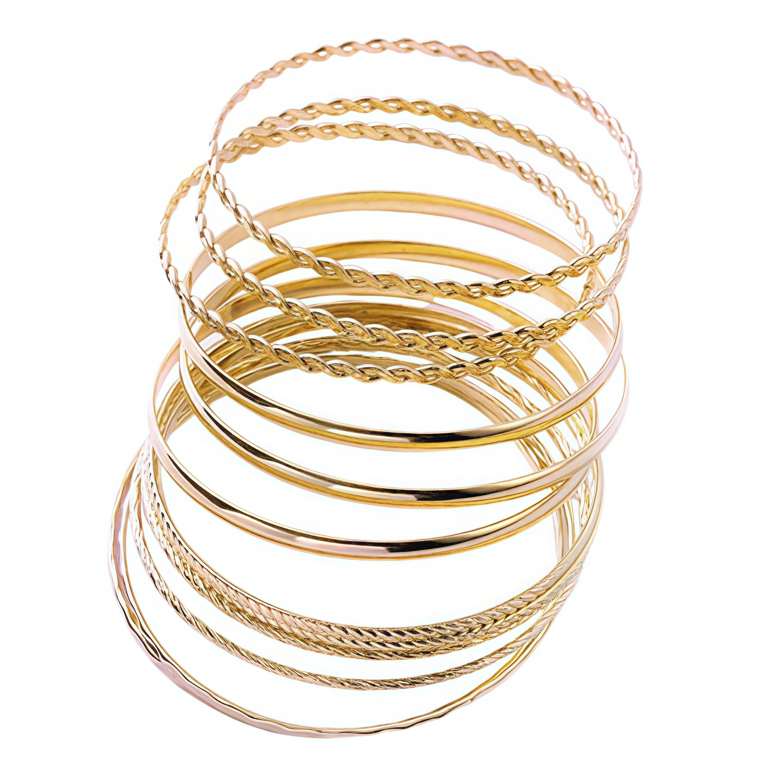 Yuqilin 12 Piezas Estilo Bohemio Pulseras Pulseras Brillantes Apilables Joyería India para Mujeres y Niñas Pulseras en Capas Étnicas Textura Brillante Boda Traje de Joyería