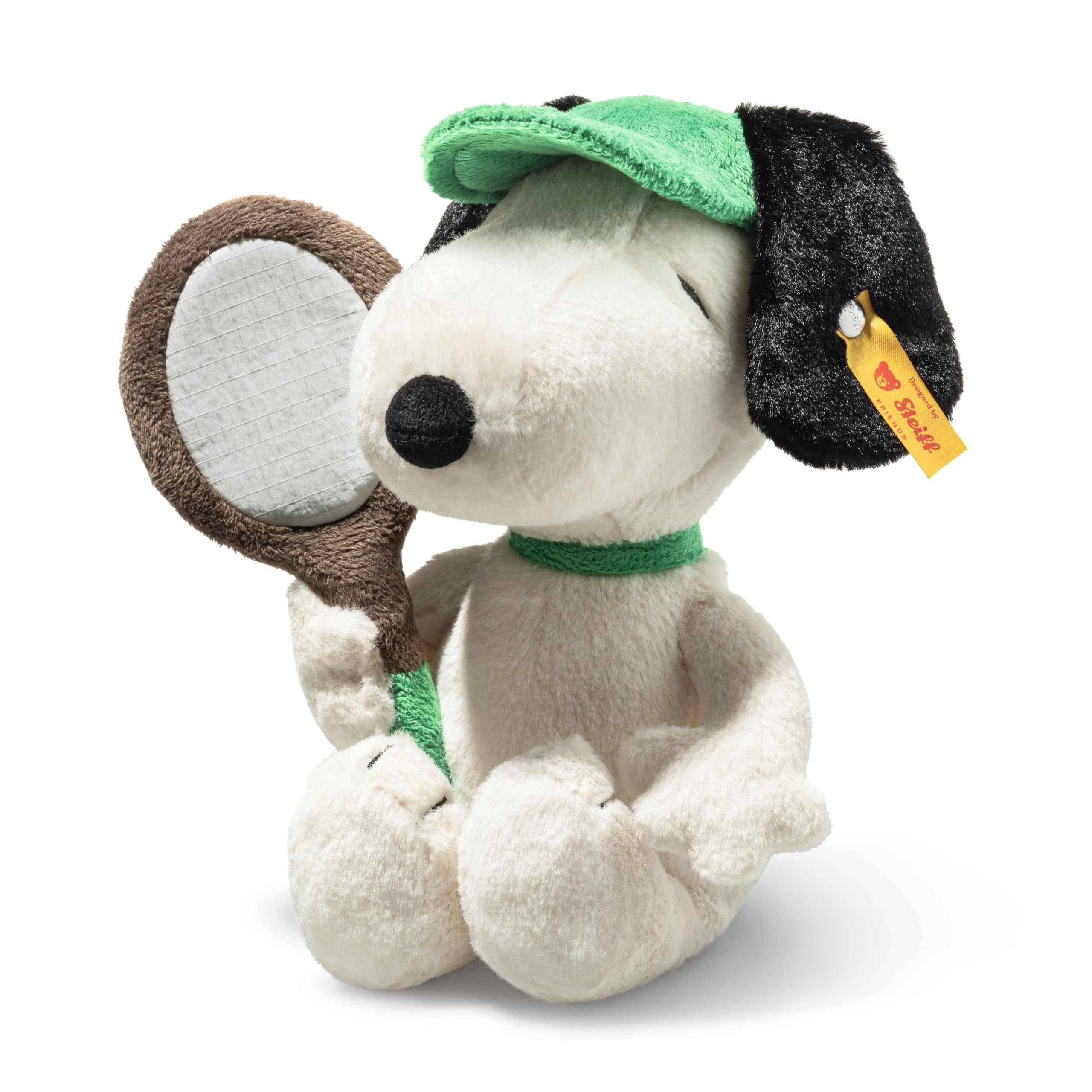 Steiff Pluszowa zabawka Snoopy Tennis, Icona Sportiva Versione Soffice, Bambini, Maschi & Femmine, Amici, 22 cm, Bianco, 024832