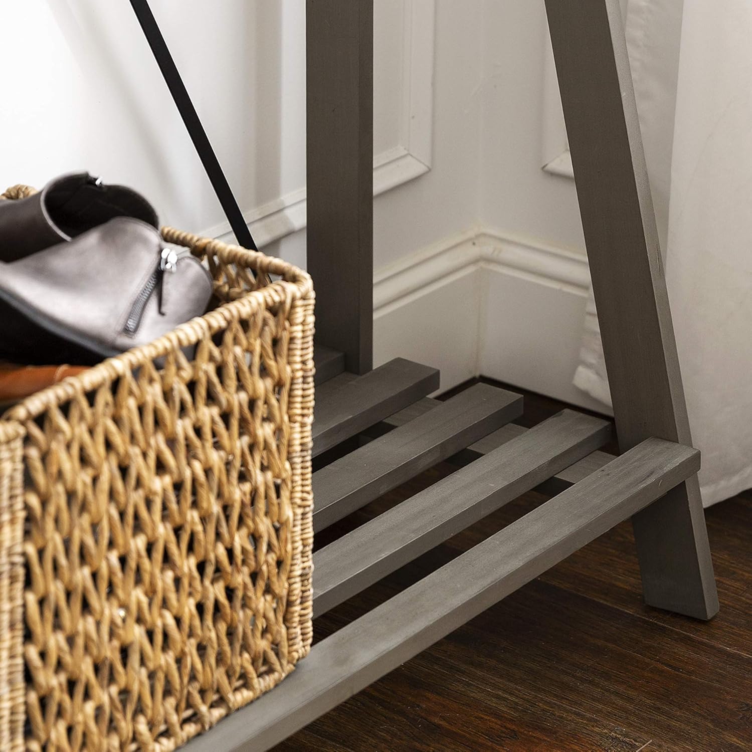 Walker Edison X Back Farmhouse Entryway Bench Hall Tree Coat Rack Shoe Storage Shelf Mudroom Hallway Organizer, 68 Inch, Grey : Home & Kitchen