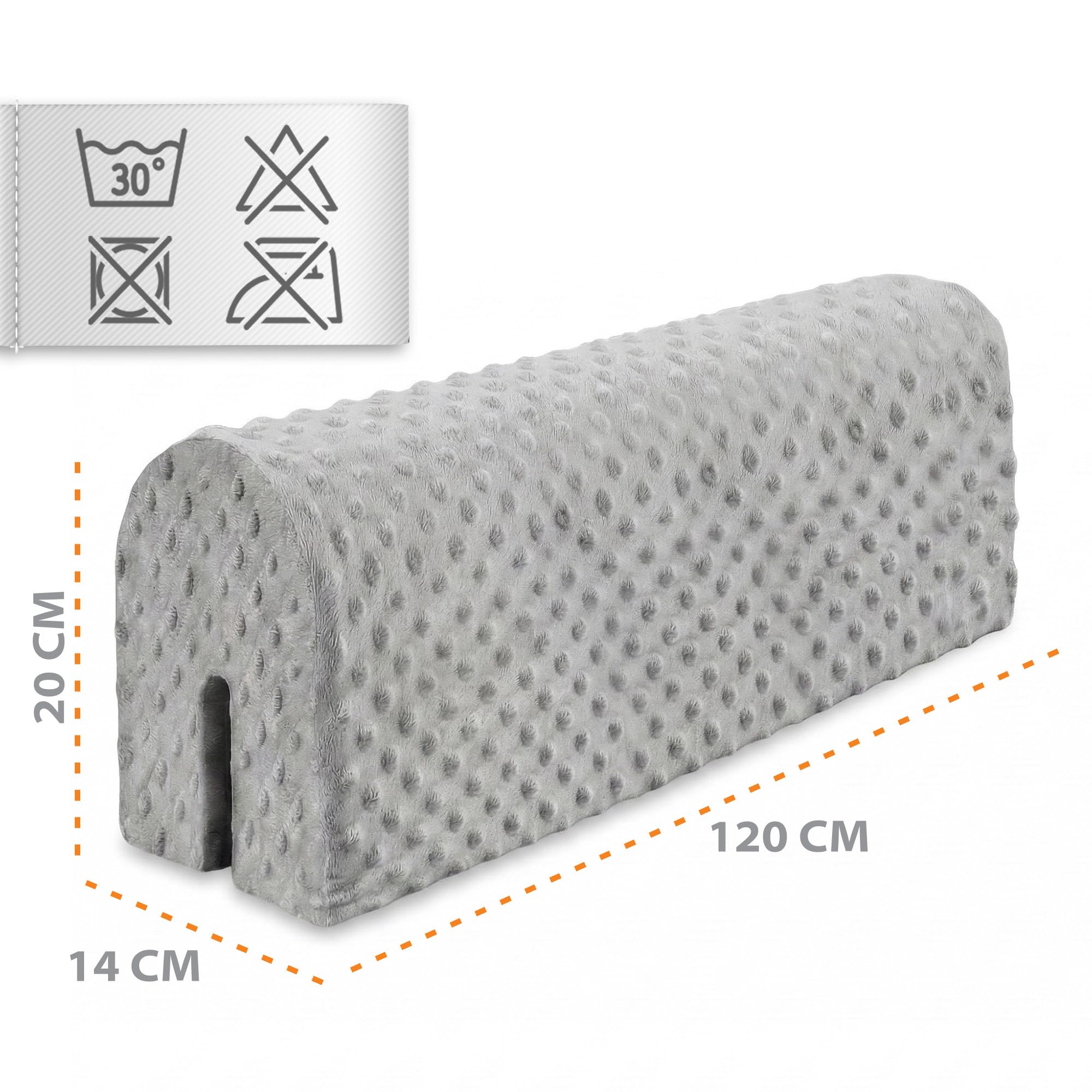 Bettkantenschutz für Kinderbetten Minky 120 cm - Schutz für Bettrahmen Baby Bett rausfallschutz für boxspringbett bettgitter mit Minky Bezug Kantenschutz Kinder Babybett Hellgrau - 3