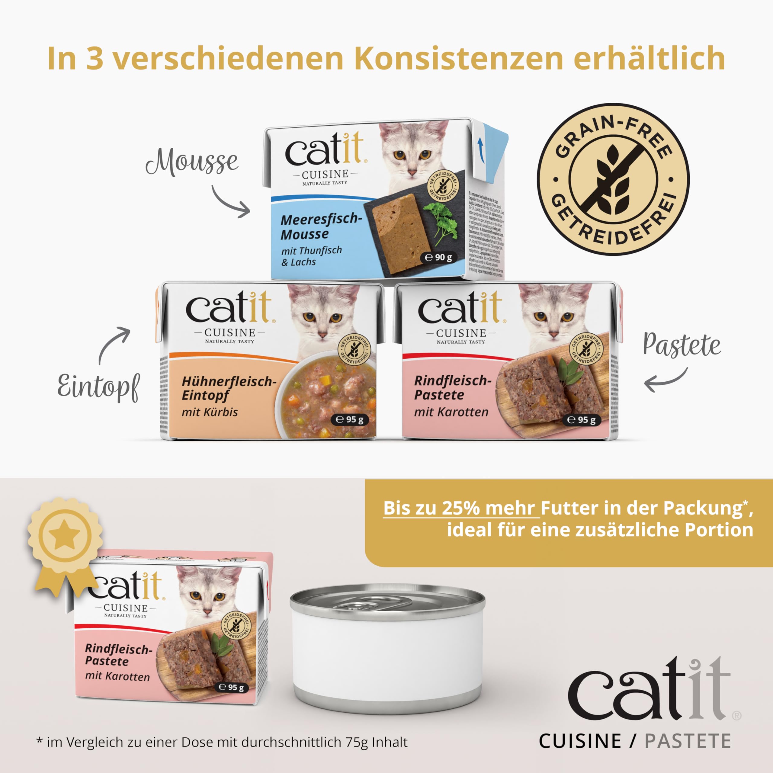 Catit Cuisine – mokra karma premium dla kotów – pasztet z tuńczykiem i sardynkami, mieszanka paszowa pełnoporcjowa, 95 g, bez zbóż, wysoka zawartość ryb