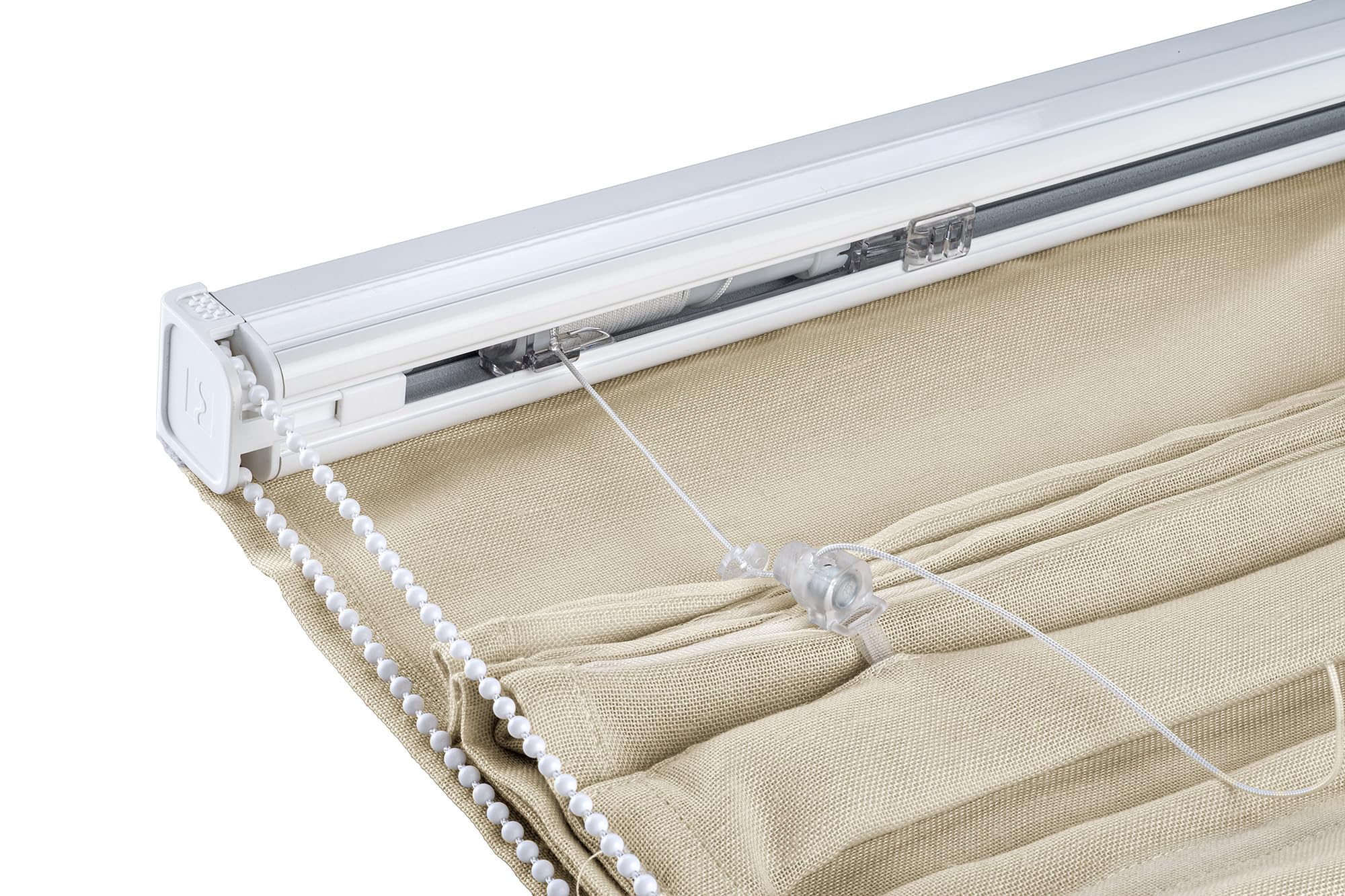 Faltrollo mit Stäben, Leinen, Easyfix-Option ohne Bohren, Beige, 100 x 180 cm