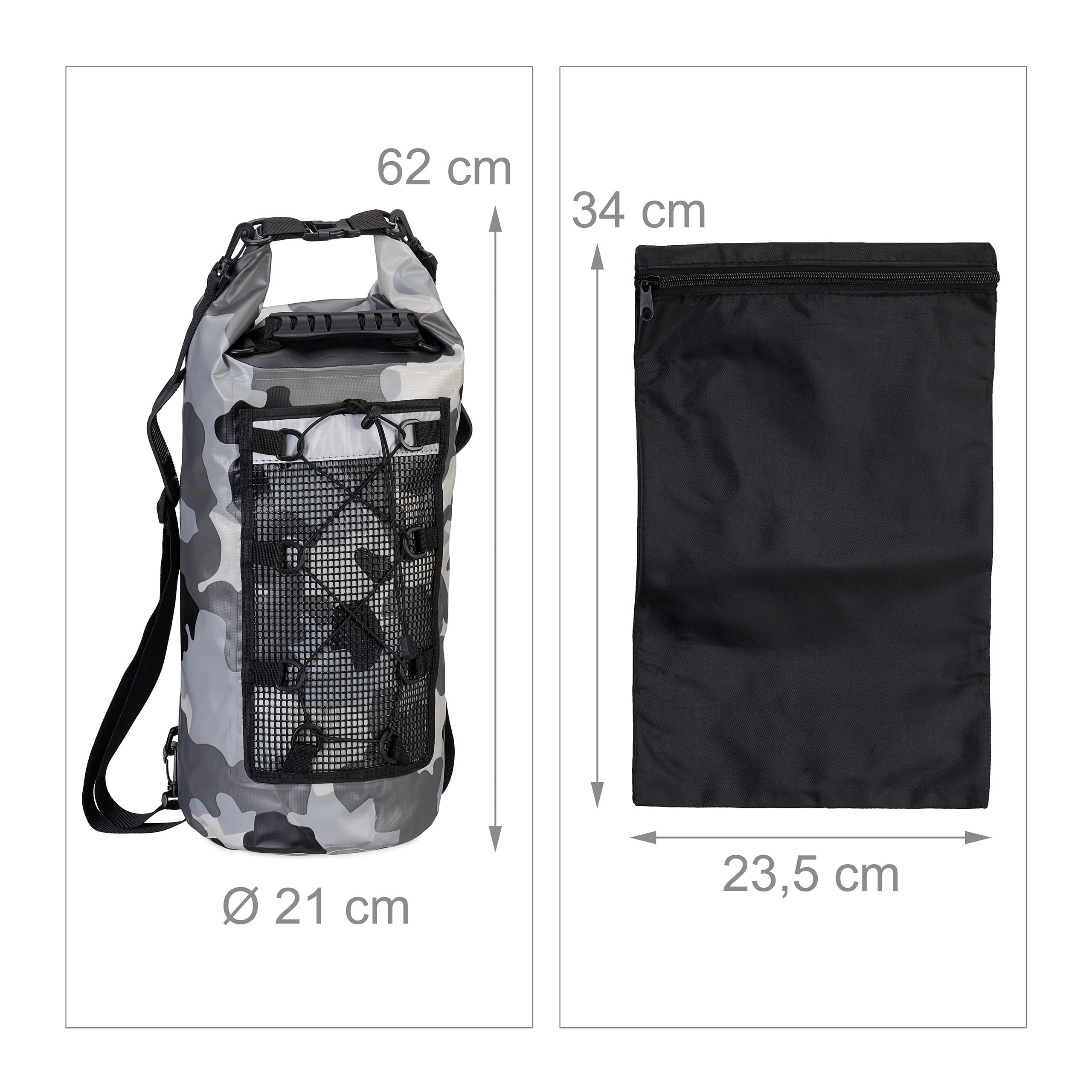 Relaxdays Ocean Pack, 20 l, wodoszczelny, worek do pakowania, lekka torba sucha, żeglarstwo, narty, snowboard, kolor