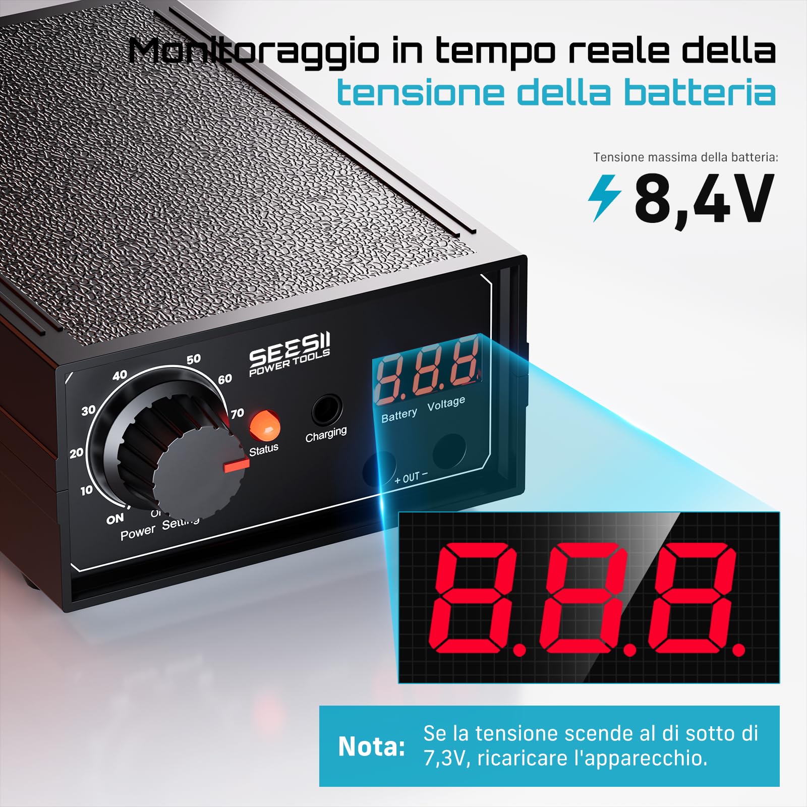 SEESII Saldatore a Punti a Doppio Impulso per Batterie: Saldatrice Senza fili 9600mAh con Indicatore Tensione in Tempo Reale, Livelli Regolabili, per Riparazione e Montaggio di Pacchi Batteria