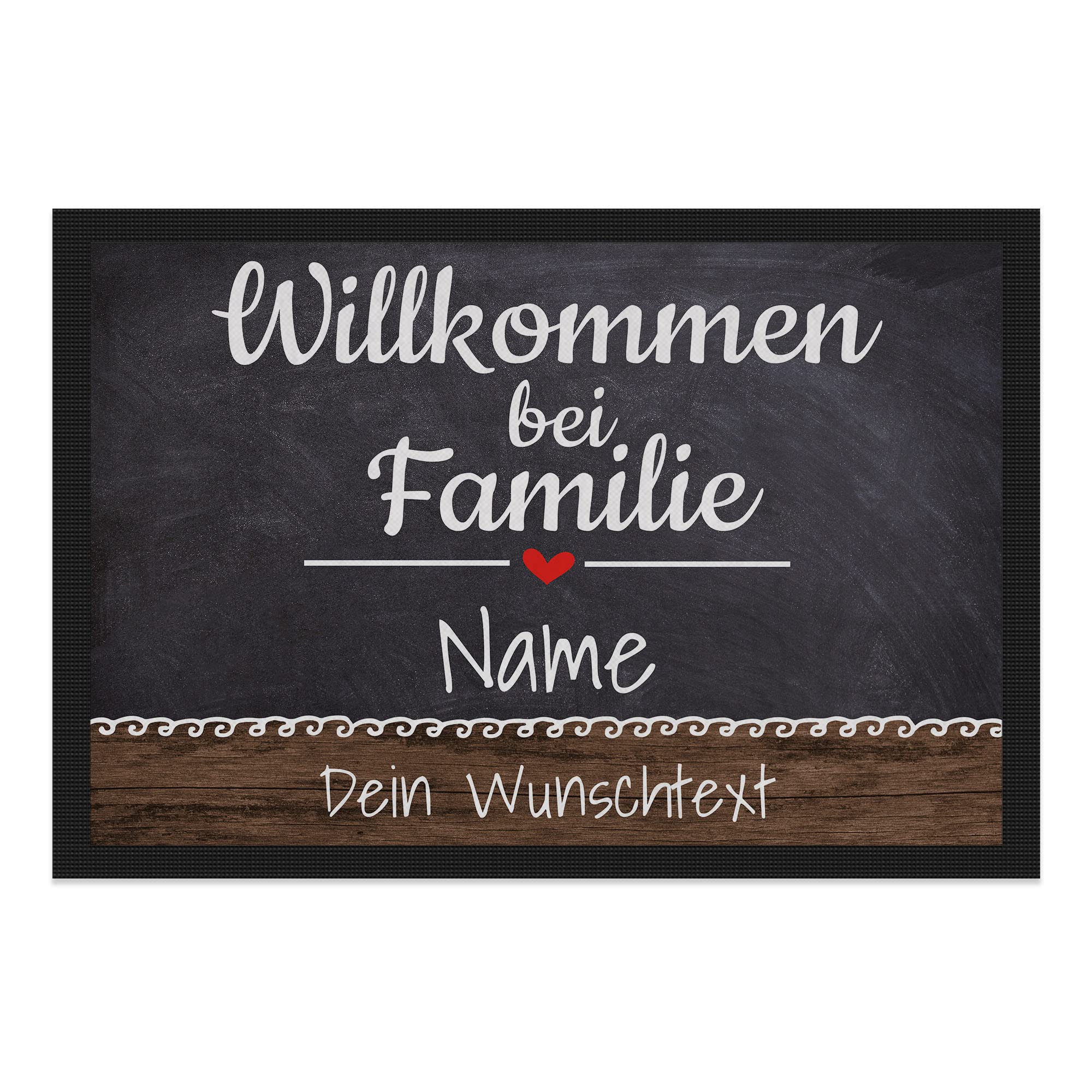 Print Royal Personalisierte Fußmatte mit Namen & Wunschtext - Willkommen bei Familie - Geschenke zum Einzug | rutschfest, 120x80cm mit Gummirand