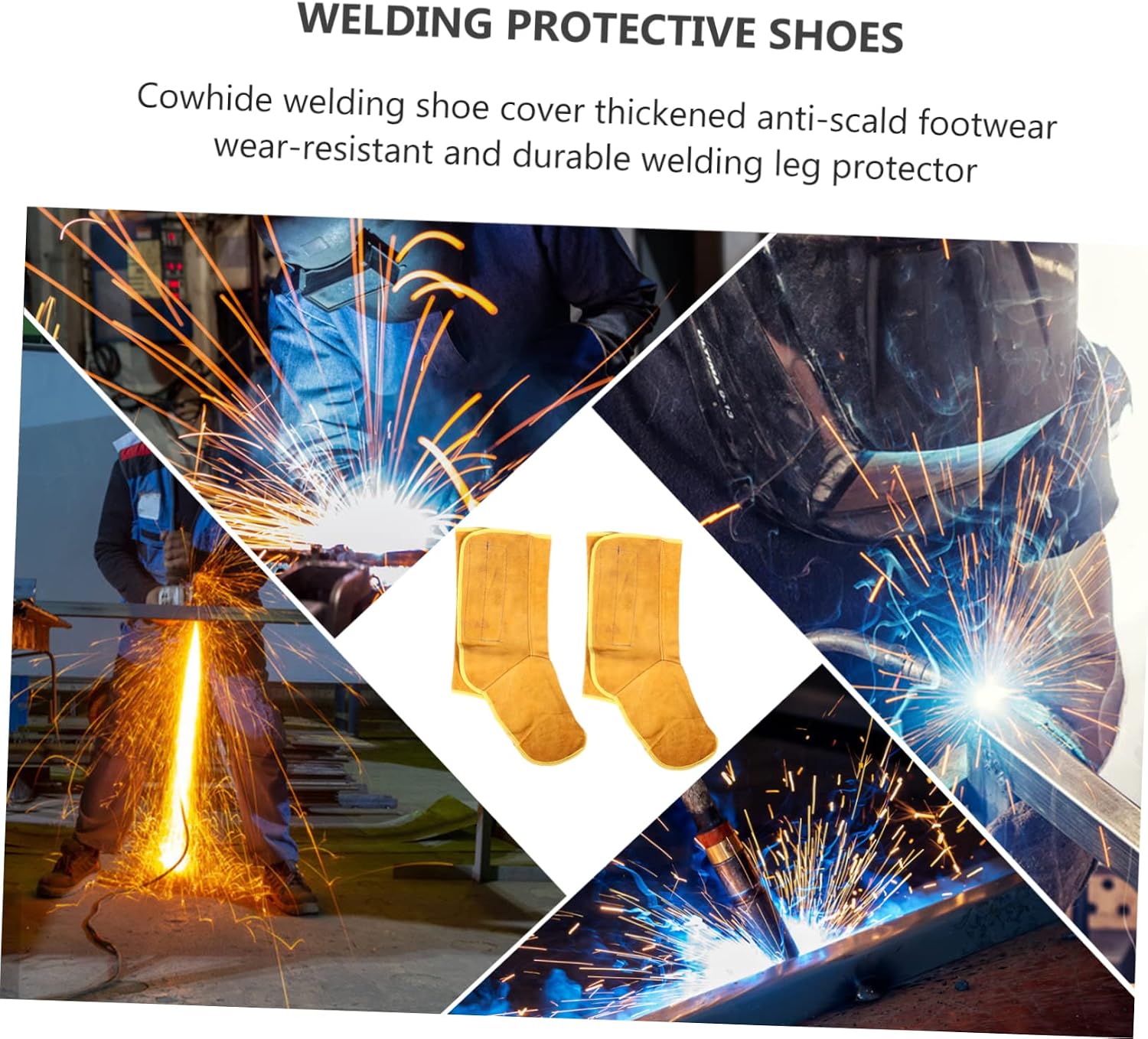 Unomor 1pair Welding Foot Protective Covers Leather Welding Shoes for Safe Work for Scald and Abrasion Lightweight and Practical Design