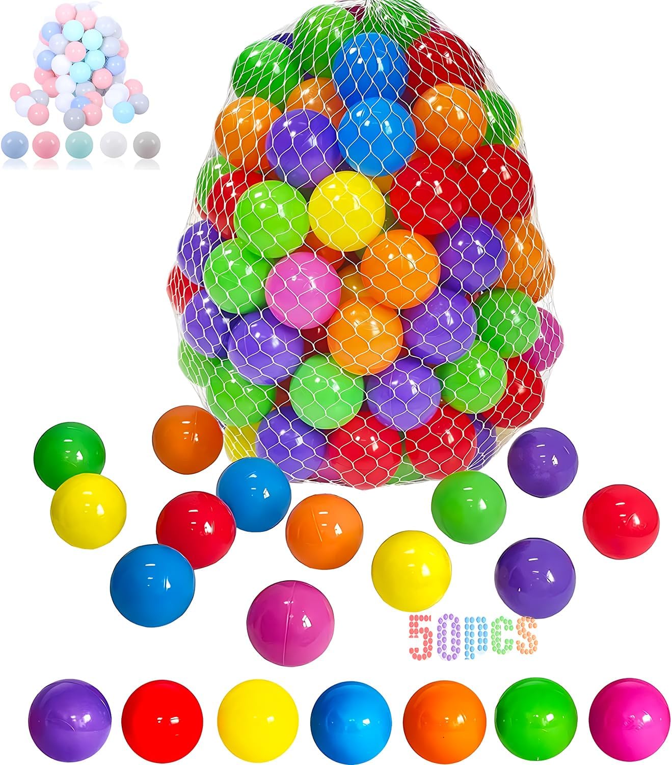 LANGXUN 50 100 200 400 Soft Plastic Ball Pit Balls for Kids, Gift for Baby Toddler Birthday Christmas, Ball Pit Play Tent, Baby Kiddie Pool Water Toys, Party Decoration