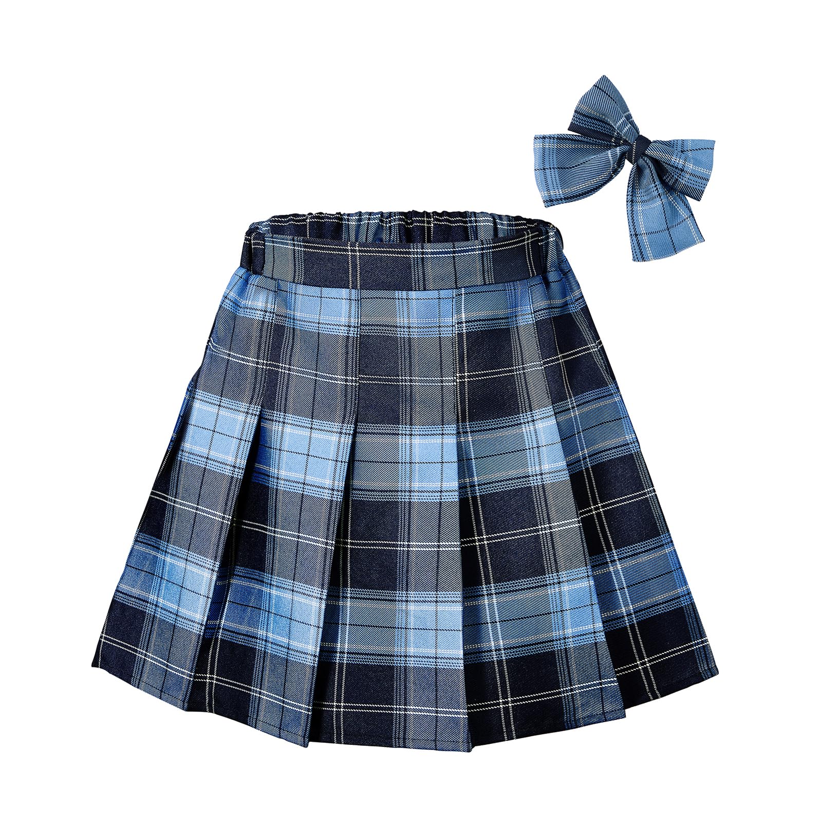 Gonna a quadri per ragazze, gonna da tennis, uniforme a pieghe, mini gonne per ragazze, vita elasticizzata con fiocco