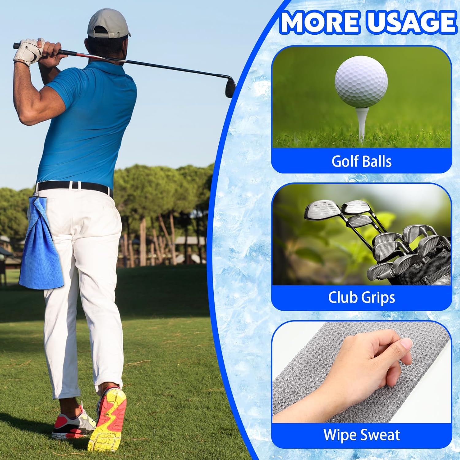 Batiyeer Golf Towels Bulk for Bags 16'' x 24'' Microfiber Waffle Pattern Golf Towels Trifold with Clip for Hiking,Tournament, Yoga - Image 7