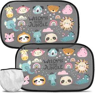 Auto Sonnenschutz Baby mit UV-Schutz - Sonnenschutz Auto Seitenscheibe mit 8 Saugnäpfen & bunten Tiermotiven, Auto Sonnenschutz Baby, 2er Set (51x31cm)