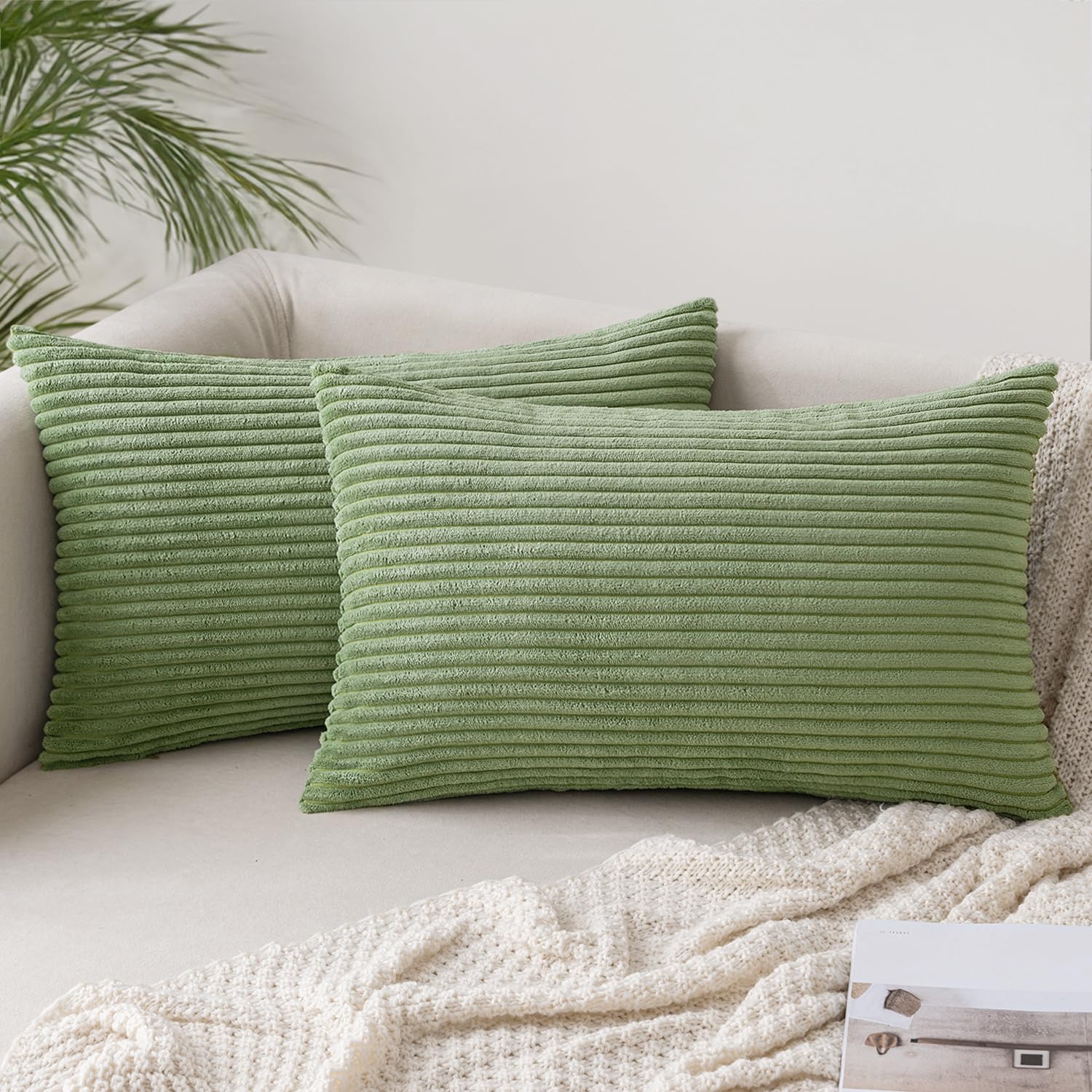 Slozzi 2er Set Kordsamt Kissenbezug Kissenbezüge Kissenhülle Sofakissen Dekokissenbezug Couchkissen Weich für Sofa Schlafzimmer Wohnzimmer Balkon