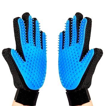 Meetest [Upgrade Version] Pet Grooming Glove-Massage Tool Cleaning Shower Gentle Deshedding Brush Hair Remover Mitt with Enhanced Five Finger Design Long & Short Fur Comb for Dogs/Cats One Pair
