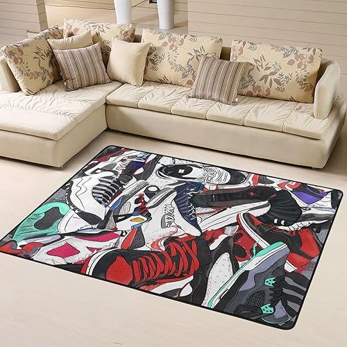 Alfombra moderna para zapatos de baloncesto, moderna, popular, para decoraciĂłn del hogar, sala de estar, sala de juegos, dormitorio, 24 x 36 pulgadas Alfombra moderna para zapatos de baloncesto, moderna, popular, para decoraciĂłn del hogar, sala de estar, sala de juegos, dormitorio, 24 x 36 pulgadas