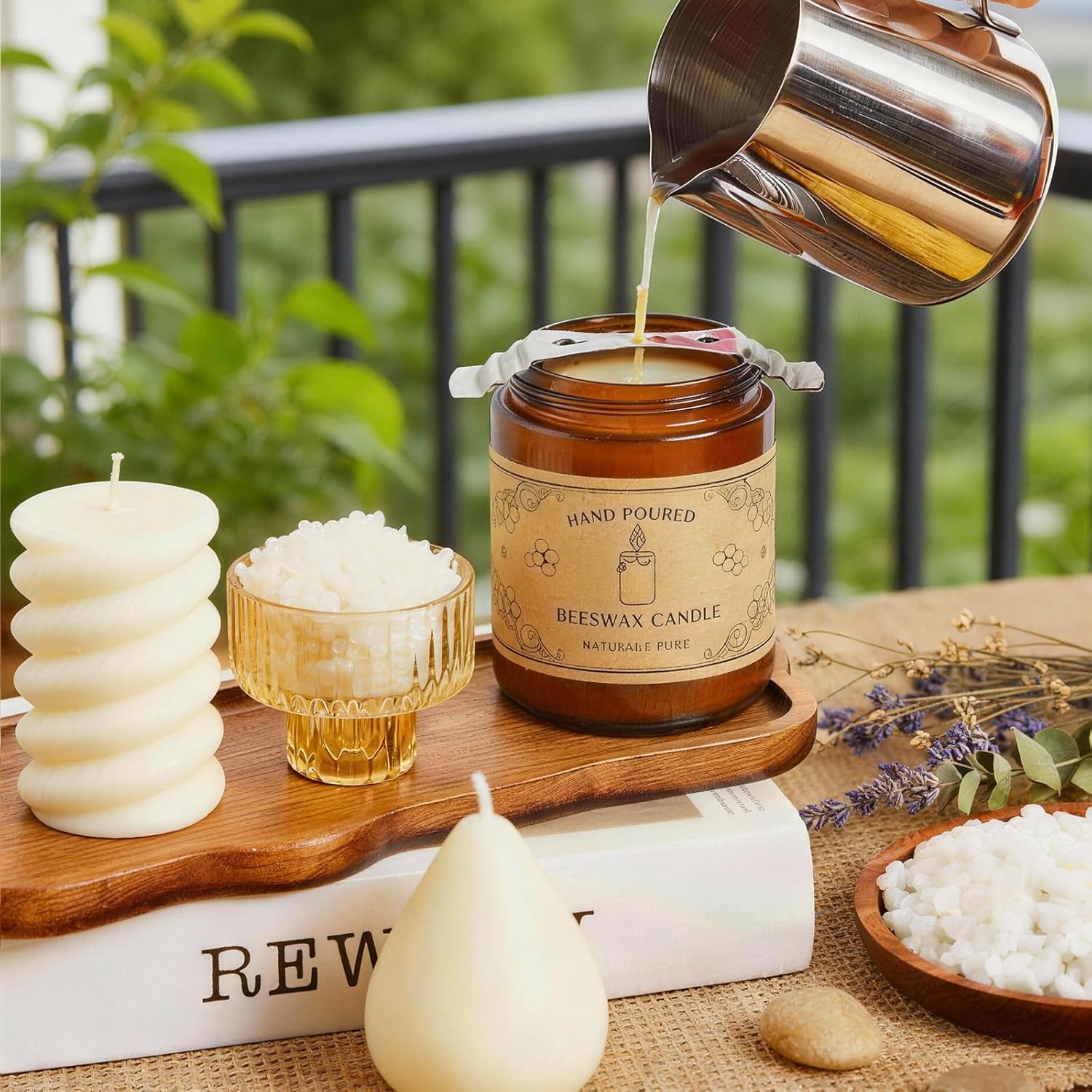Crenovo White Beeswax Pellets 5 LB, 100% Pure Natural Quadruple Filtered Beeswax for Candle Making, DIY Lip Balm and Skin Care, Cosmetic Grade Beeswax for Lotion, Soap, Body and Hair Care DIY Creams