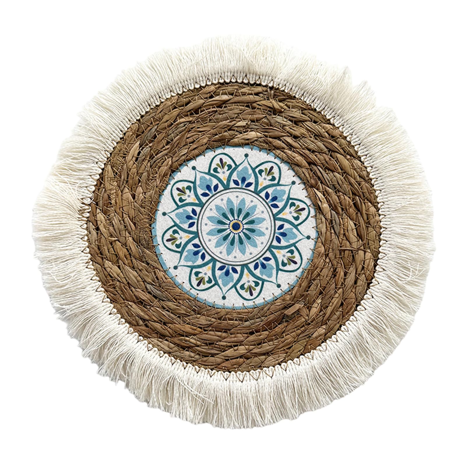 Tsophreniq Individualized Rattan Wall Decorations Unique Round Grass Weaving Wall Ornament Weaving Ornament for Bedroom Delicate Panel Plate Decors