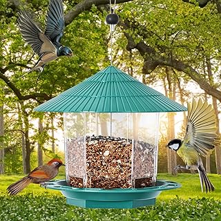 Jieayhiu Hanging Bird Feeder Weatherproof with Anti-Drop Cord Stopper, Hanging Bird Feeder product image