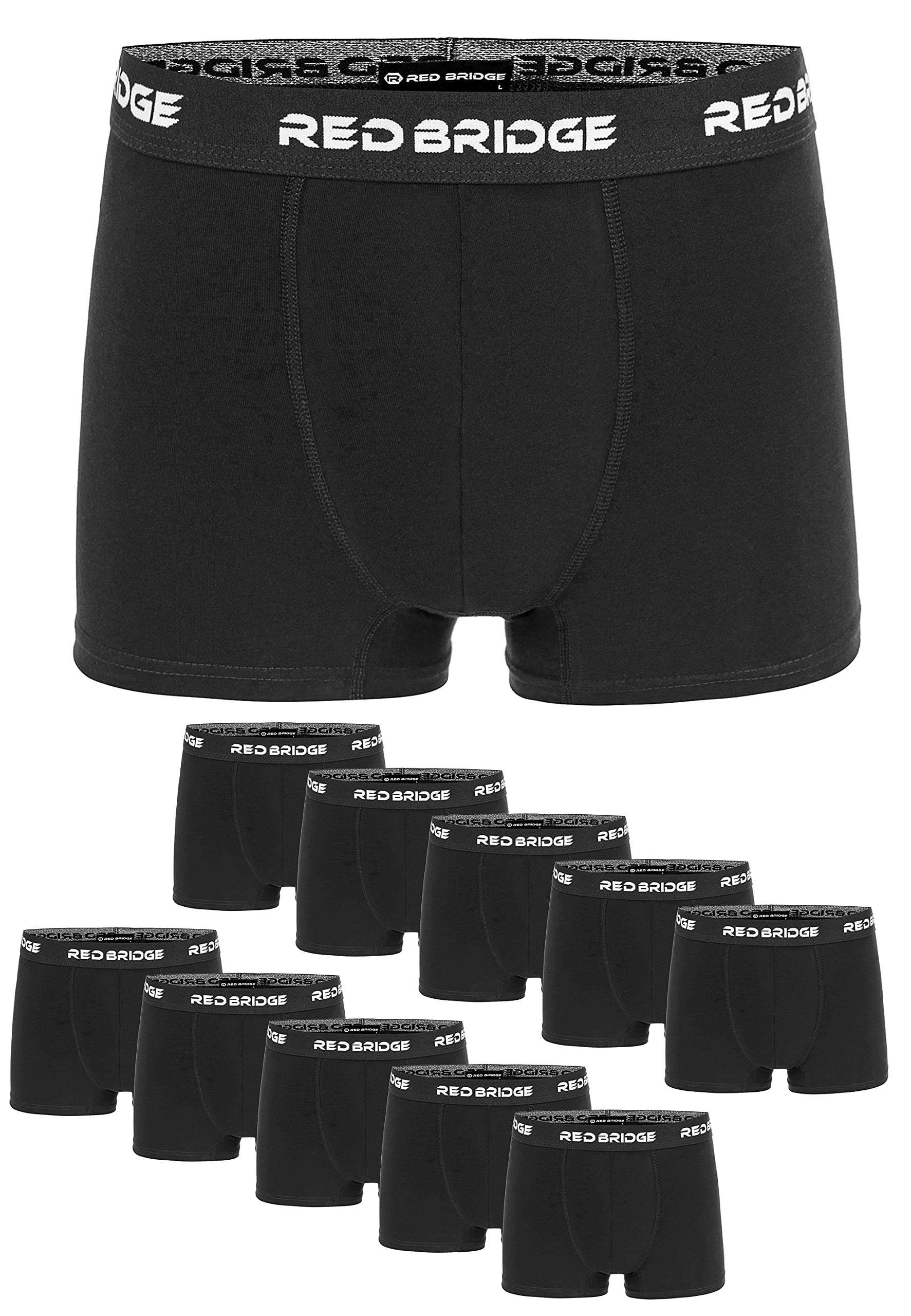 RED BRIDGE Boxer da Uomo Pacco da 10 Tinta Unita Unicolore Slim Cotone Stretch Elasticizzati Intimo Basic