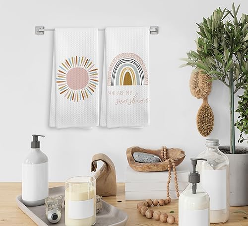 Miniatura 187 de You are My Sunshine - Juego de 2 toallas de cocina y paños de cocina y paños de cocina bohemios absorbentes, toallas de mano para baño y cocina