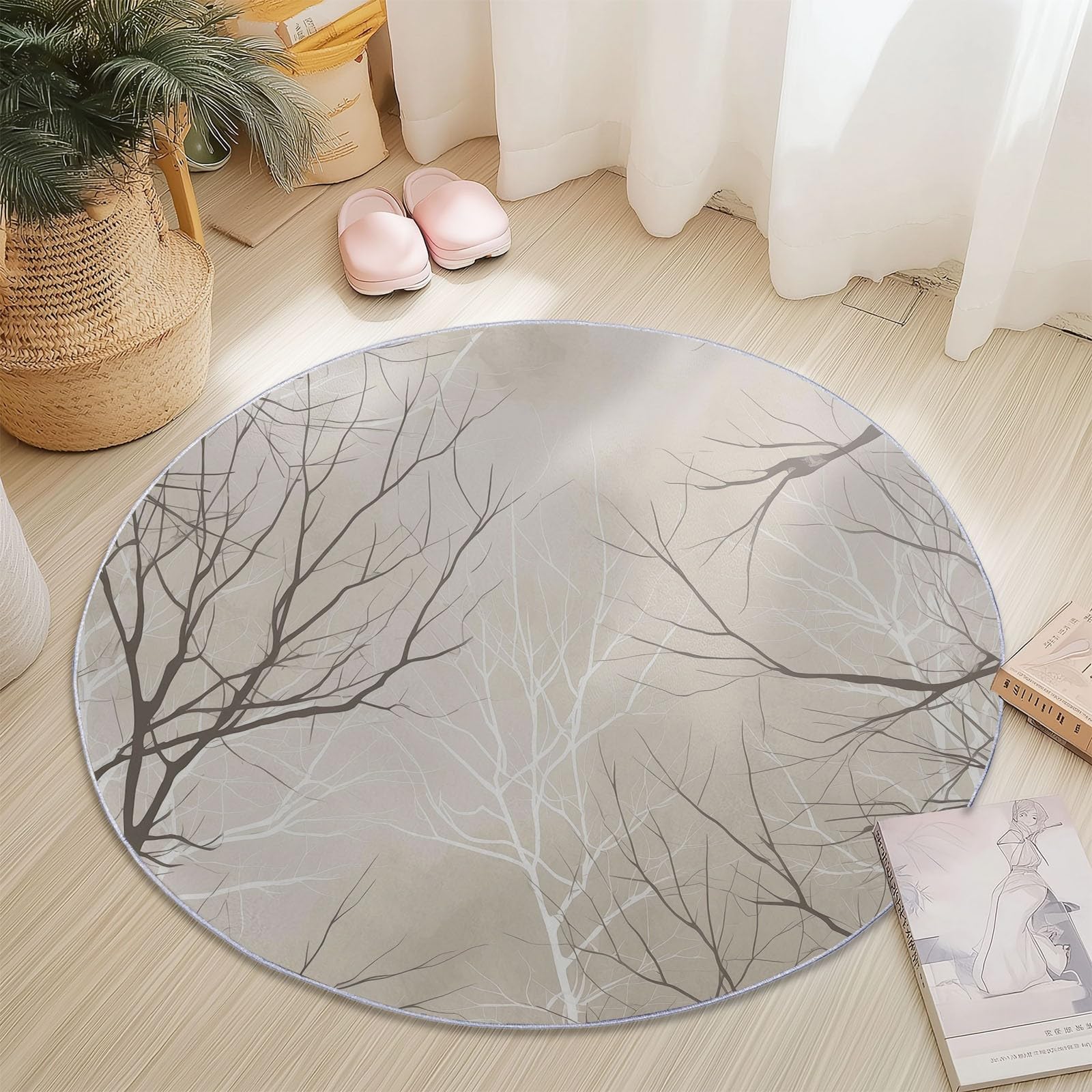 Tapis rond antidérapant facile à nettoyer pour grand salon moderne